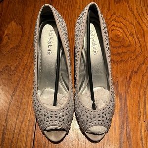 Silver embellished heels